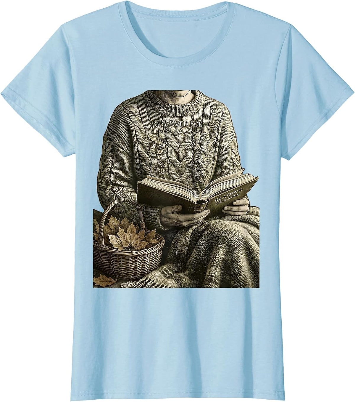 Reserved For Reading Season Cozy Autumn Book Lovers Teacher T-Shirt - Baby Blue