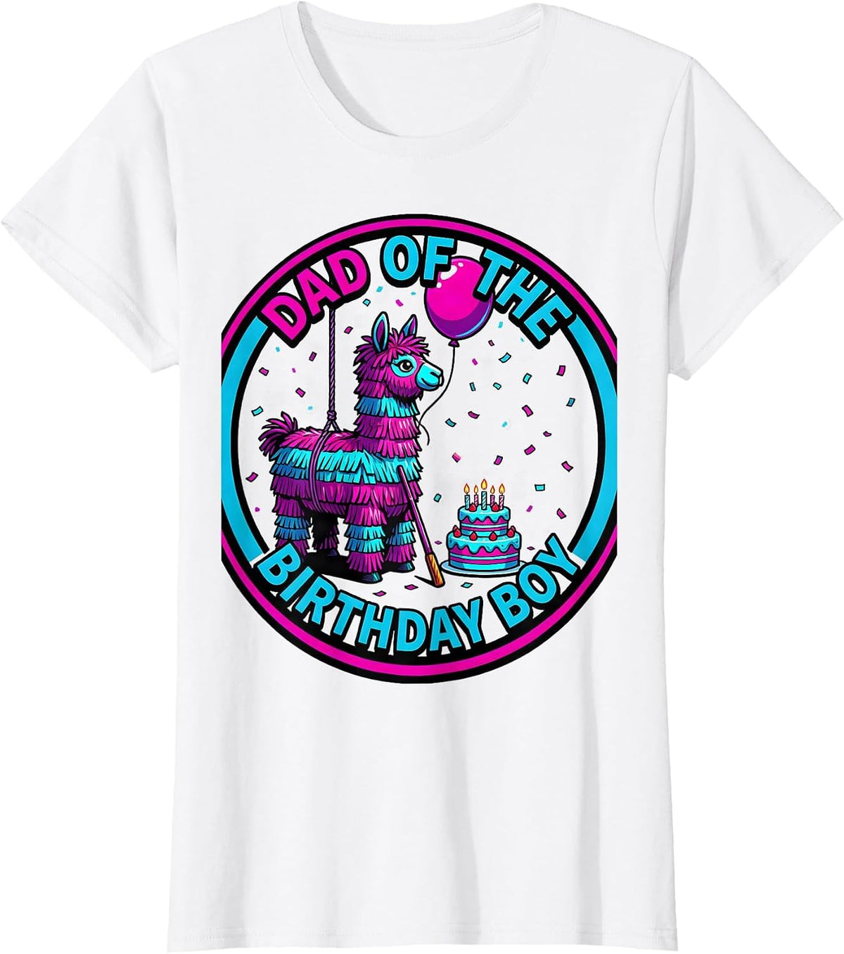 Dad Of The Birthday Boy Llama Piñata Gamer Party Family T-Shirt - White