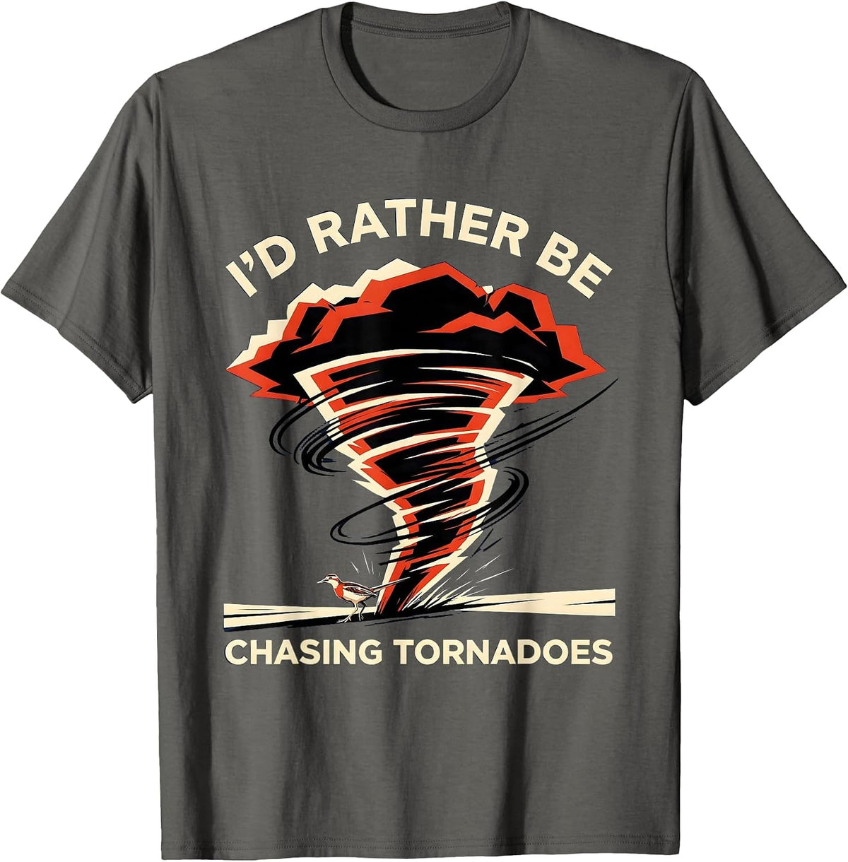I'd Rather Be Chasing Tornadoes Futurist Dynamism Storm T-Shirt - Asphalt Grey