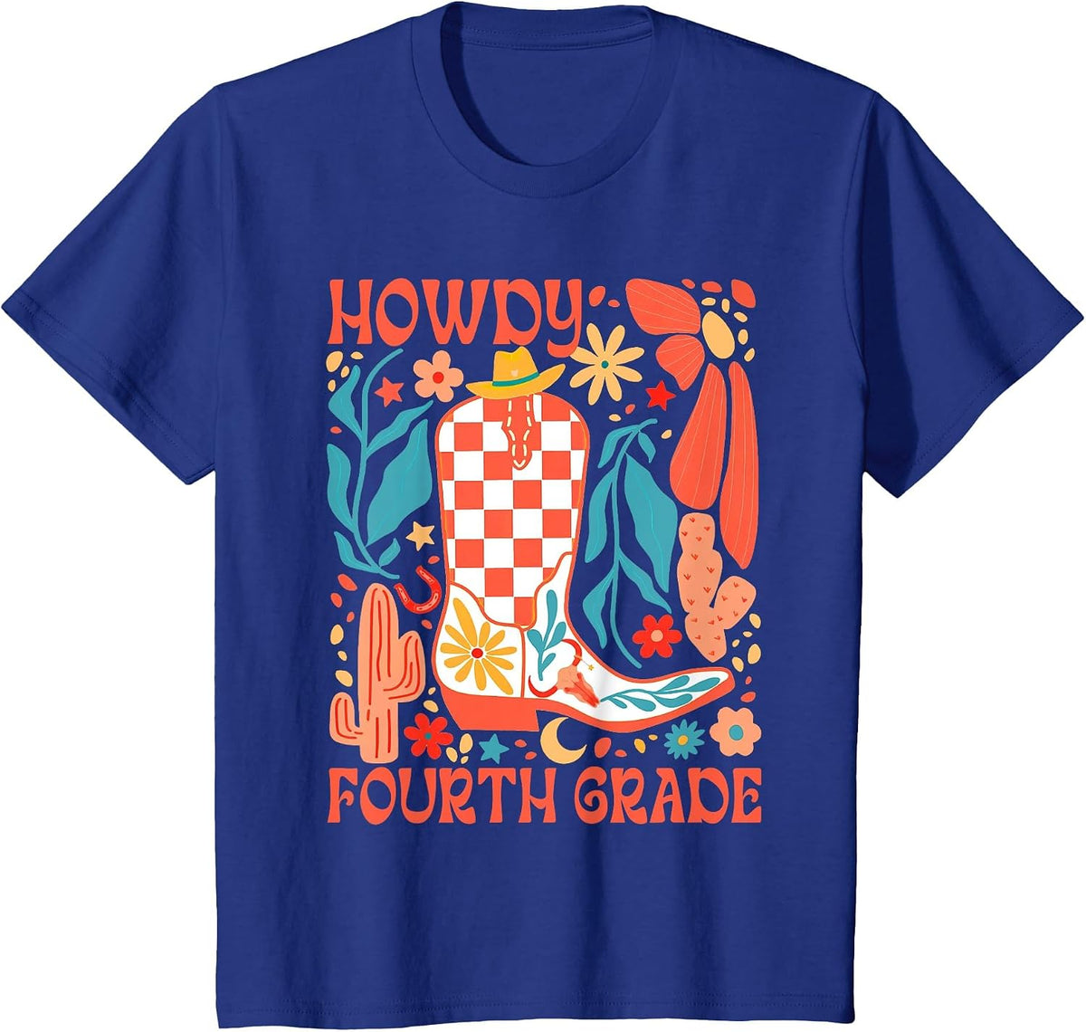 4th Grade Teacher Western Back to School Howdy Fourth Grade T-Shirt - Royal Blue