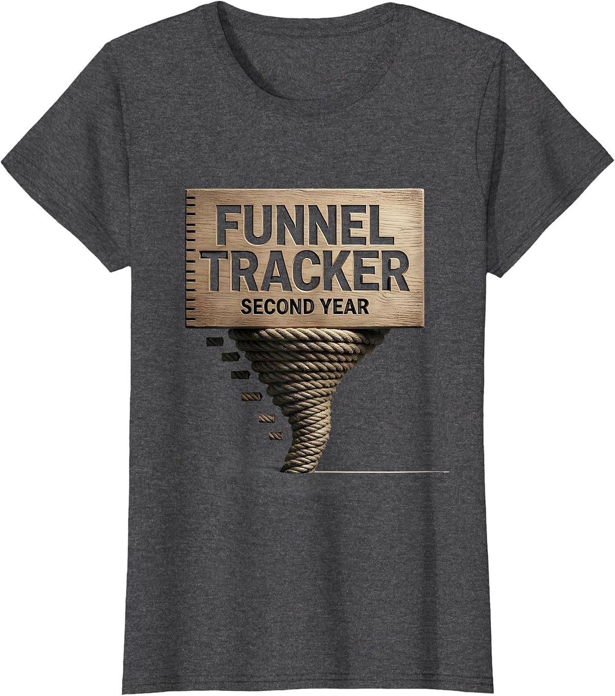 Women's Funnel Tracker Second Year Bold Storm Chaser Tornado T-Shirt - Dark Heather Grey