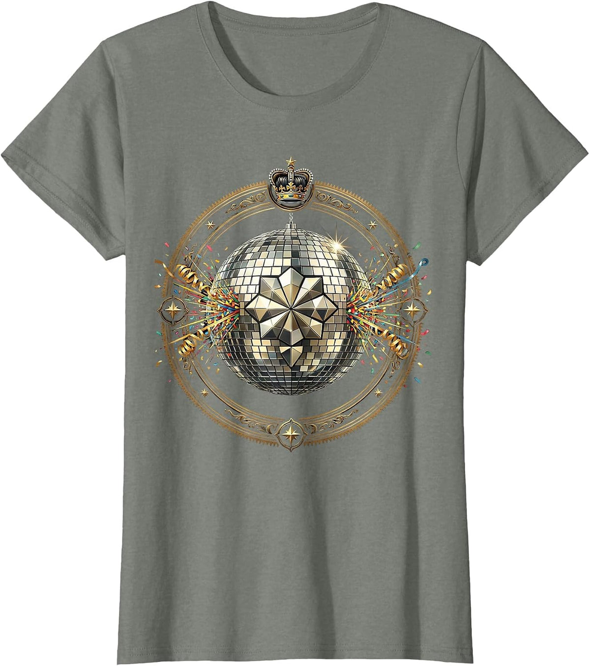 Women's 21st Birthday Disco Ball Midnight Countdown T-Shirt - Olive Heather