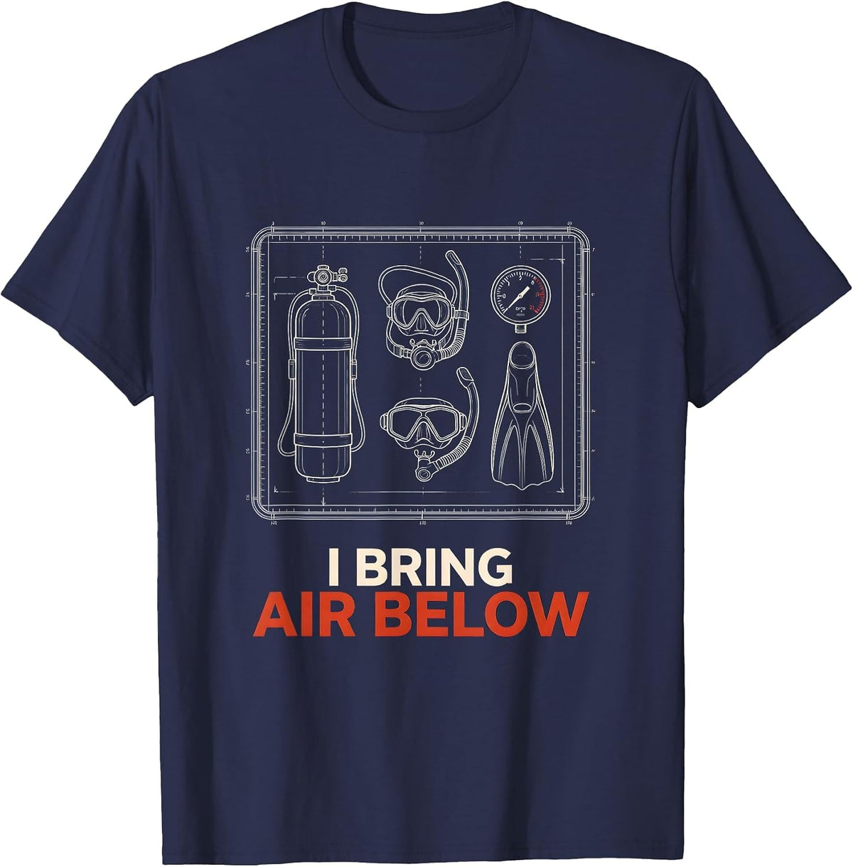 Men's I Bring Air Below Funny Scuba Diver Humor Gift T-Shirt - Navy Blue