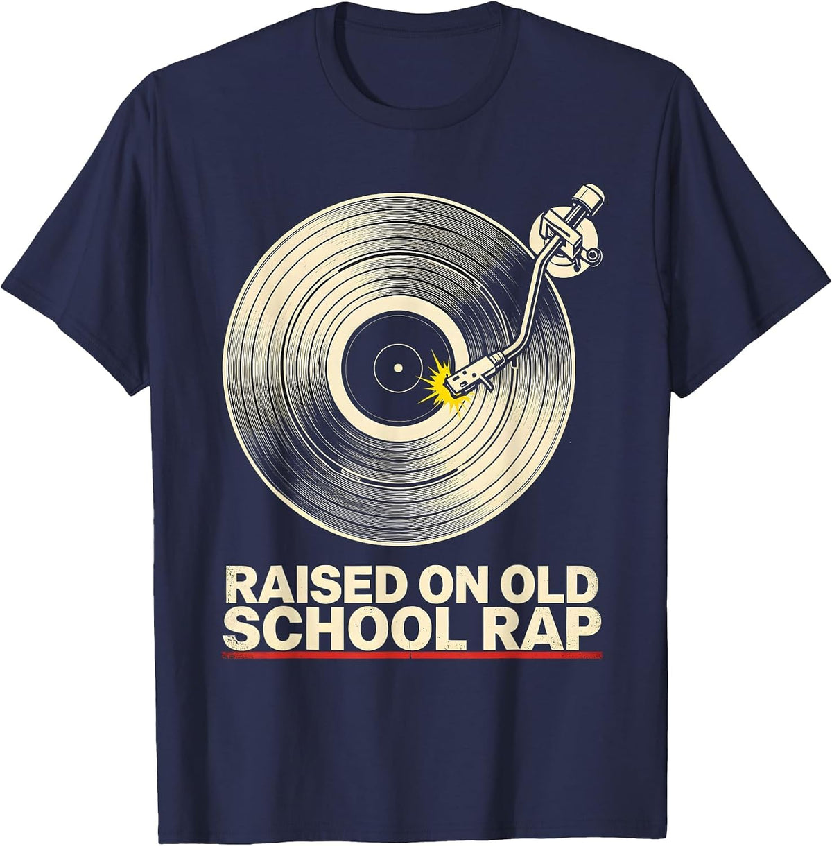 Men's Raised On Old School Rap Retro Hip Hop Nostalgia 80s 90s T-Shirt - Navy Blue