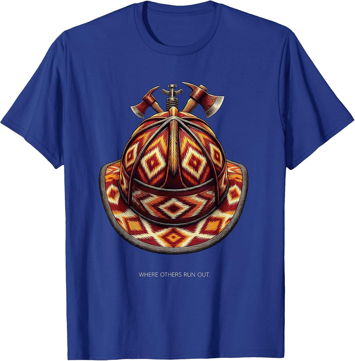 Men's Where Others Run Out Firefighter Design T-Shirt - Royal Blue