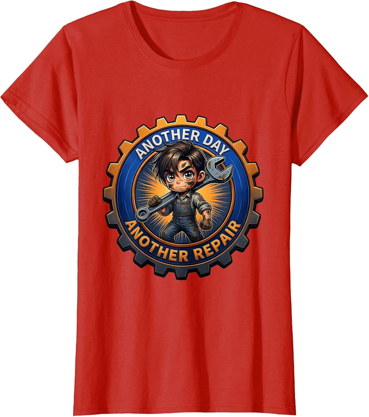 Another Day Another Repair Mechanic Design T-Shirt - Red