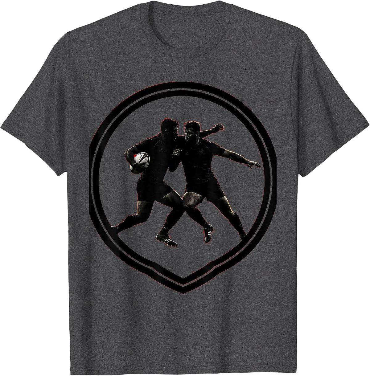 Rugby Collision Impact Graphic Tee T-Shirt - Dark Heather Grey
