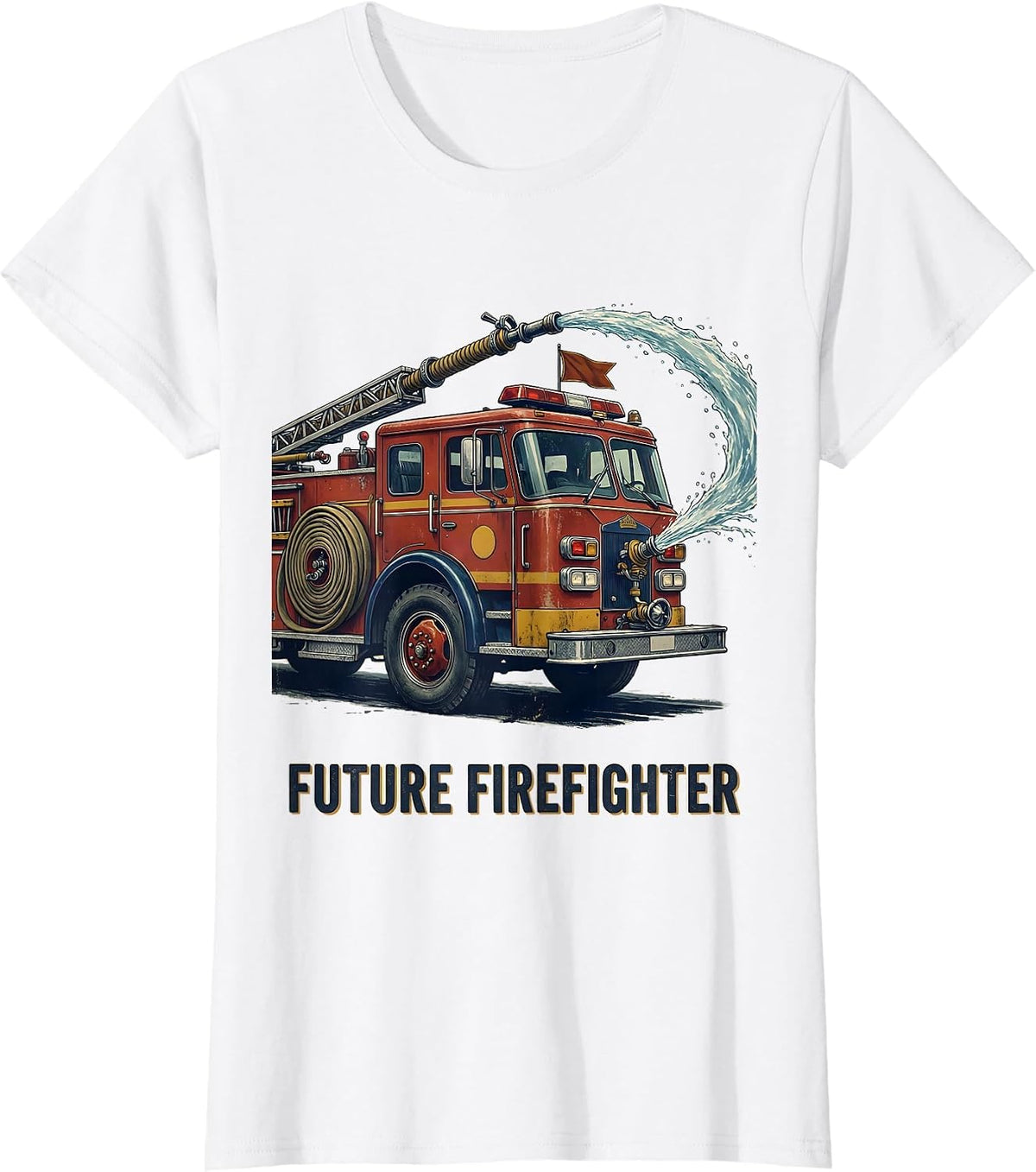 Women's Future Firefighter Vintage Toddler Boy Fire Truck Birthday T-Shirt - White
