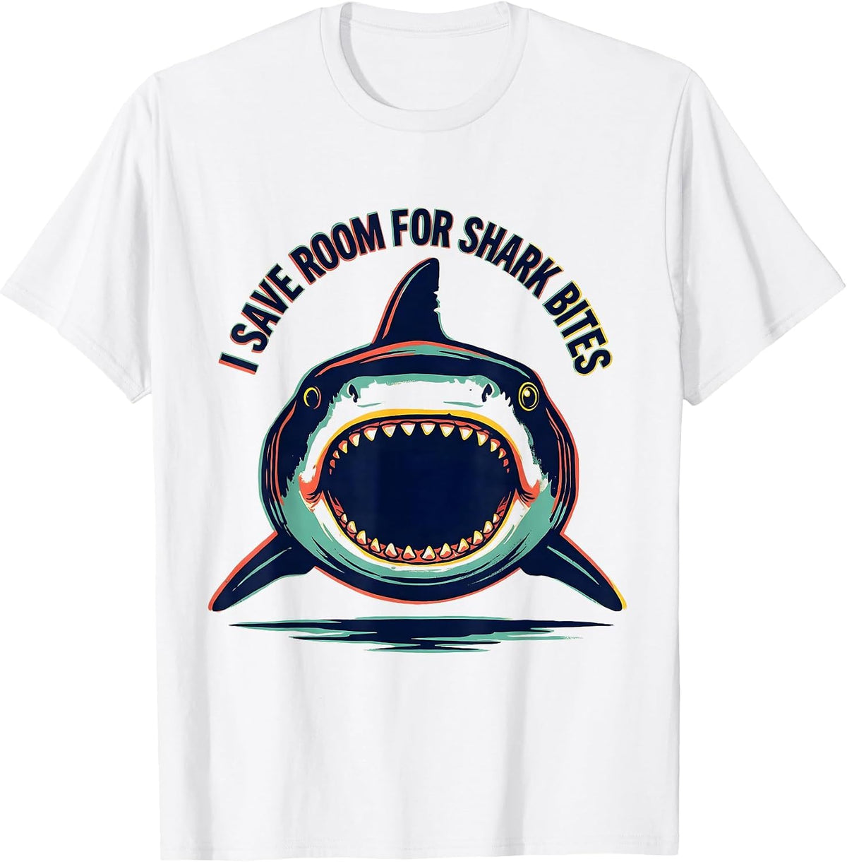 Men's I Save Room For Shark Bites Funny Shark Lover Ocean Wildlife T-Shirt - White