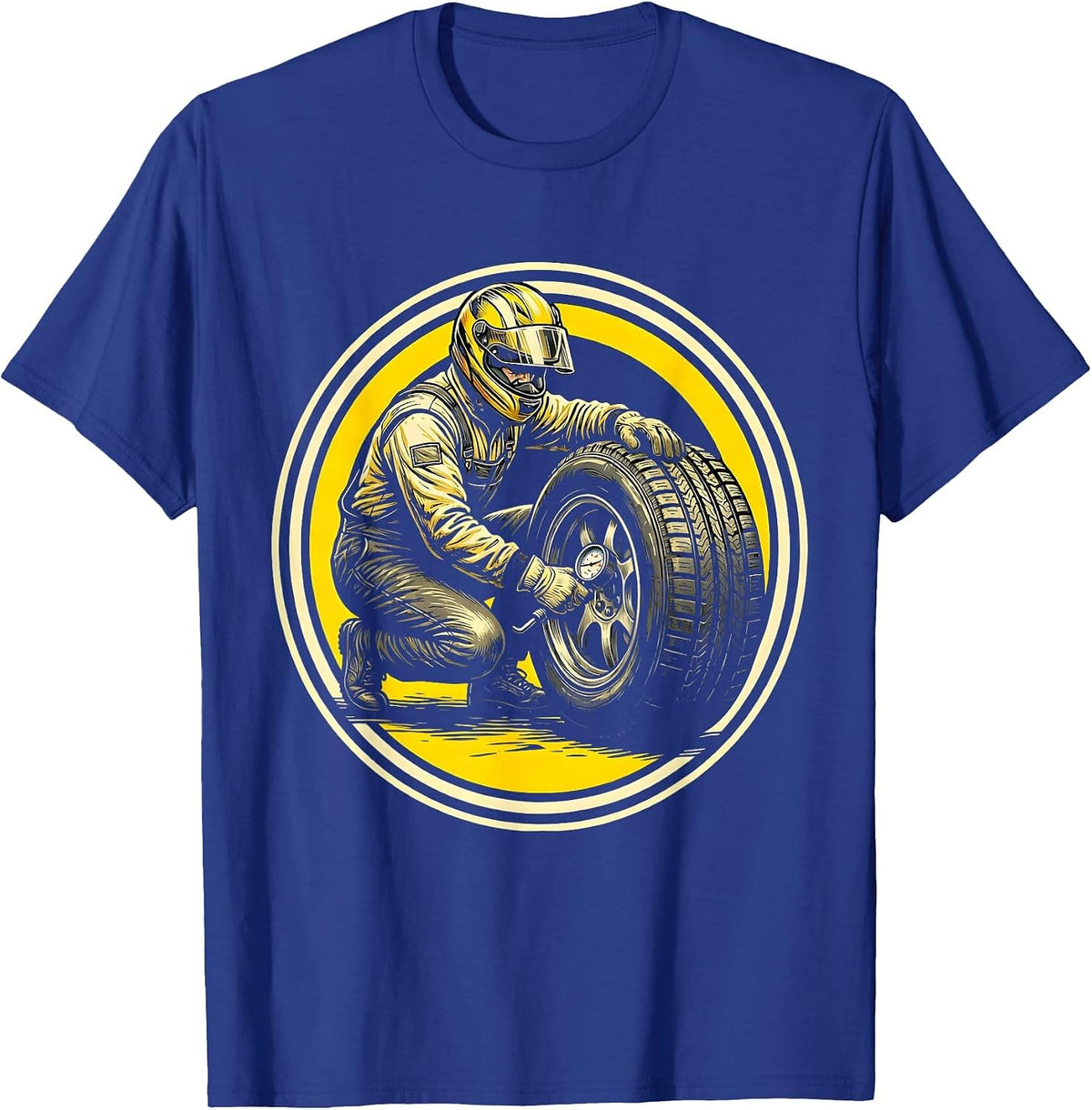 Men's Pit Crew Mechanic Tire Pressure Check Graphic T-Shirt - Royal Blue