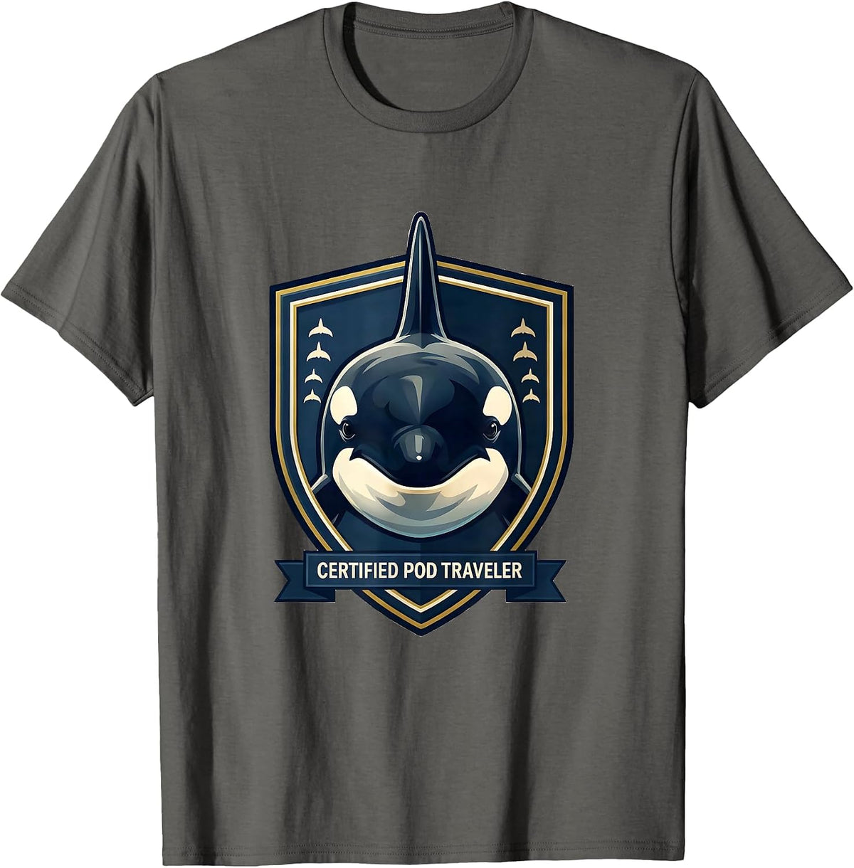 Certified Pod Traveler Orca Whale Marine Life Lover Gift T-Shirt - Asphalt Grey