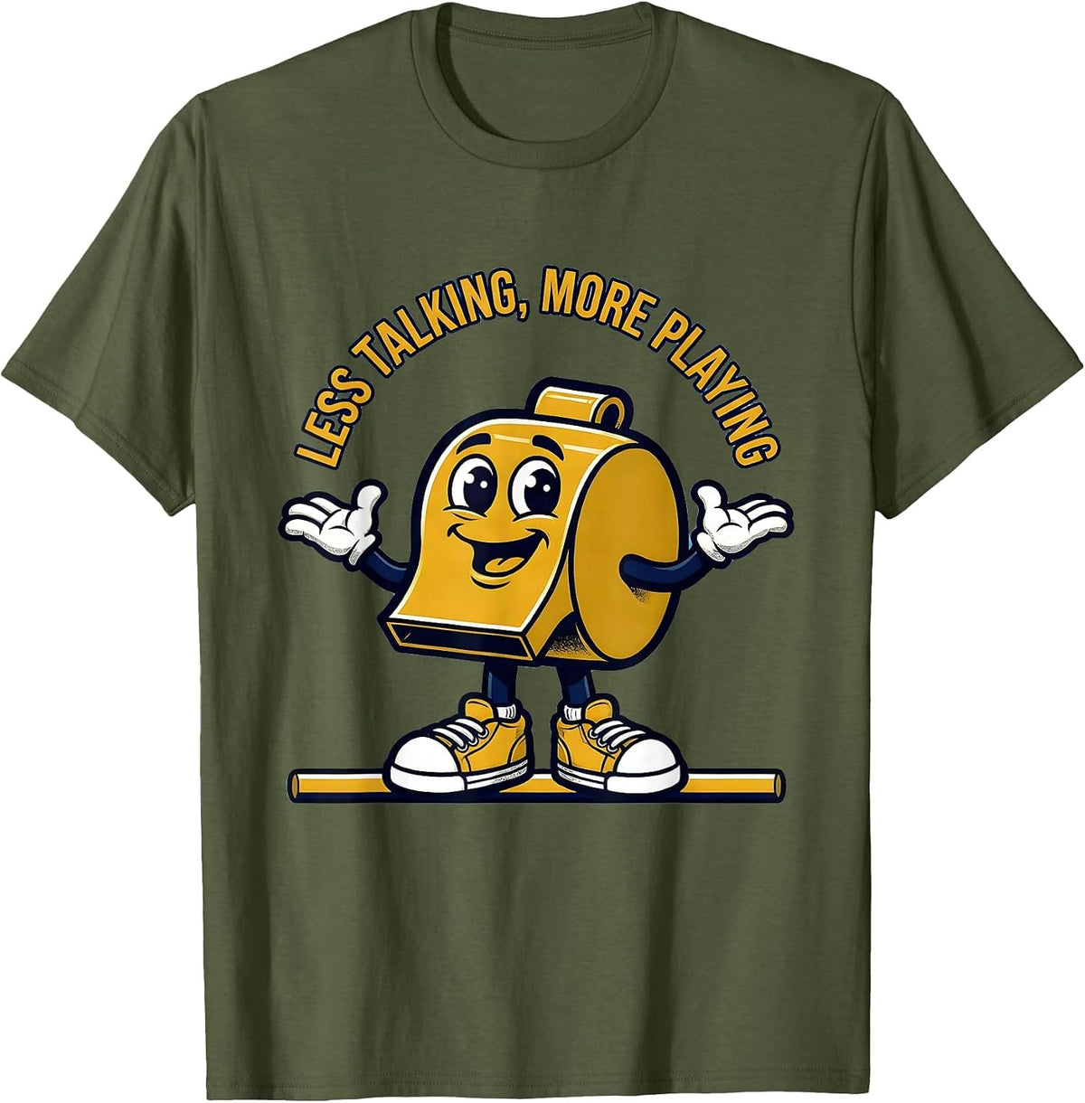Men's Less Talking More Playing Funny PE Teacher Back To School T-Shirt - Olive Green