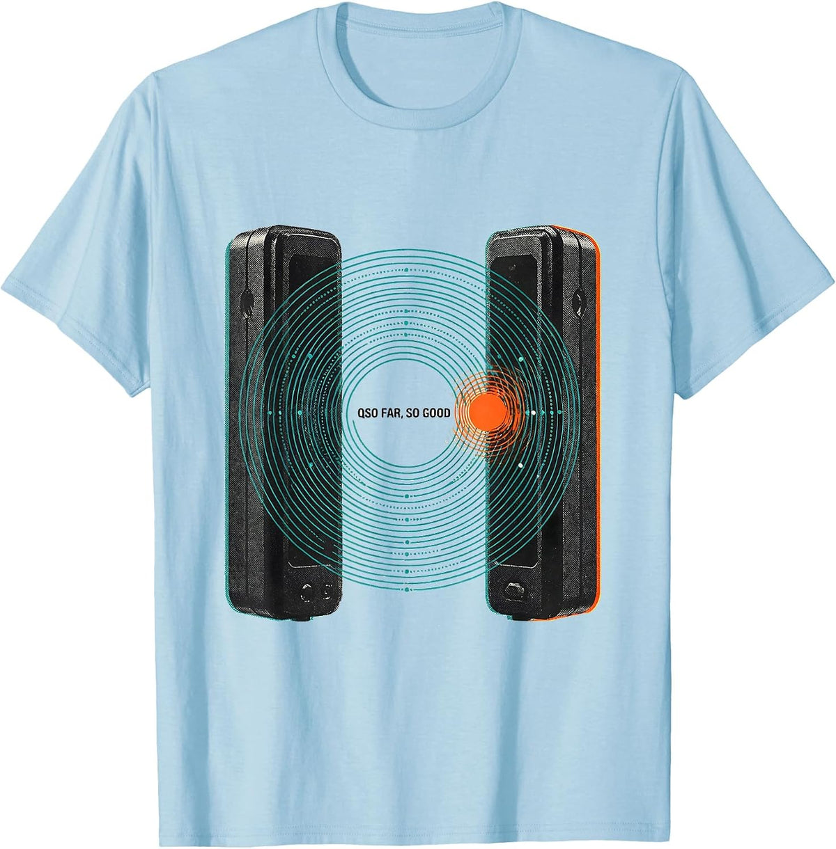 Men's QSO Far So Good Funny Ham Radio Operator Humor T-Shirt - Baby Blue