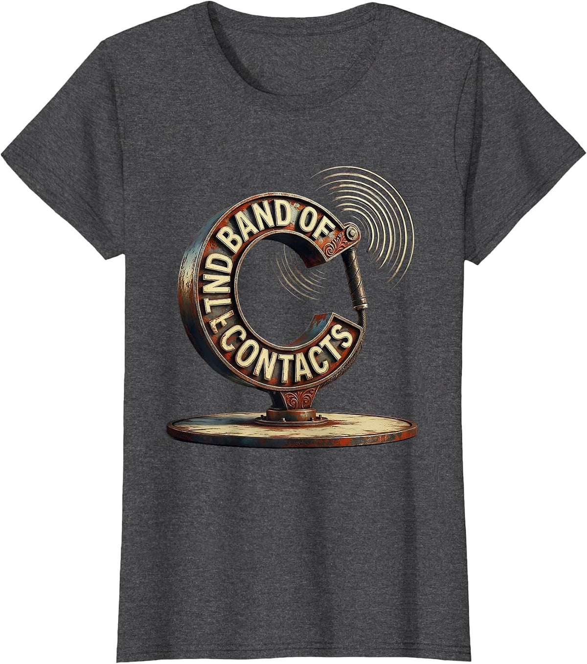 Women's Band Of Contacts Vintage Ham Radio Operator Nerdy Humor T-Shirt - Dark Heather Grey