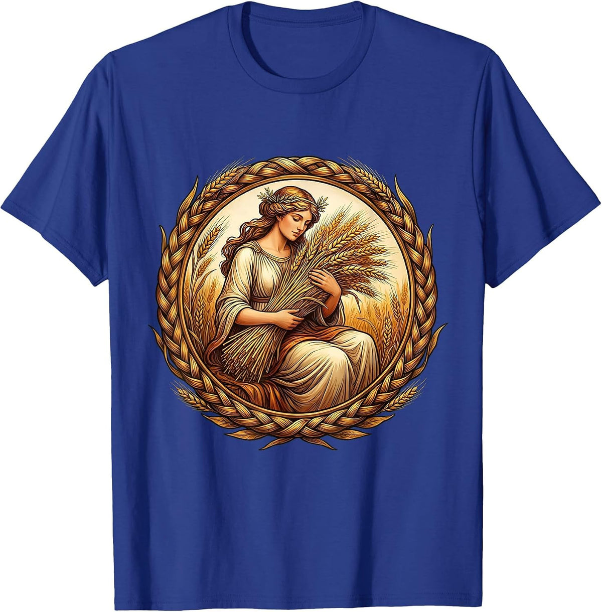Virgo Maiden Wheat Bundle Zodiac Astrology Design T-Shirt - Royal Blue