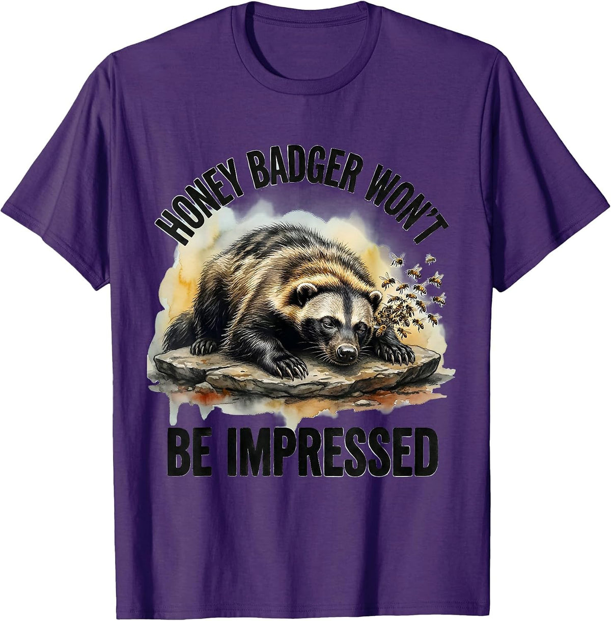 Men's Honey Badger Won't Be Impressed Funny Animal Lover Meme T-Shirt - Purple