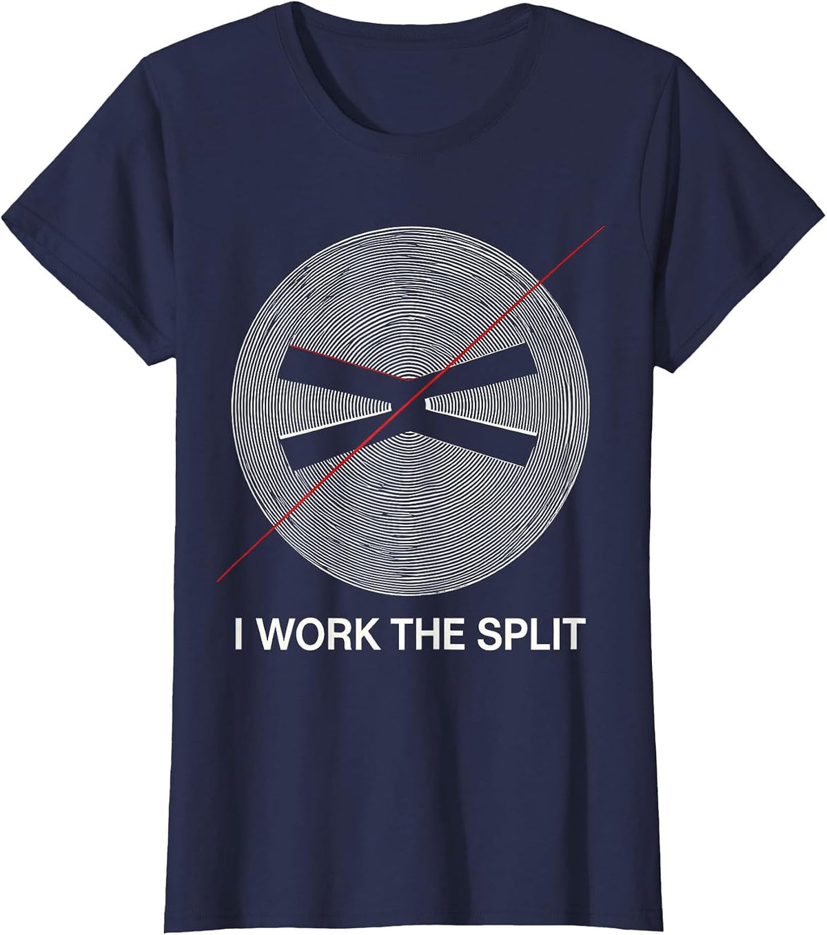 Women's I Work The Split Op Art Moire Ham Radio Operator Hobby Humor T-Shirt - Navy Blue