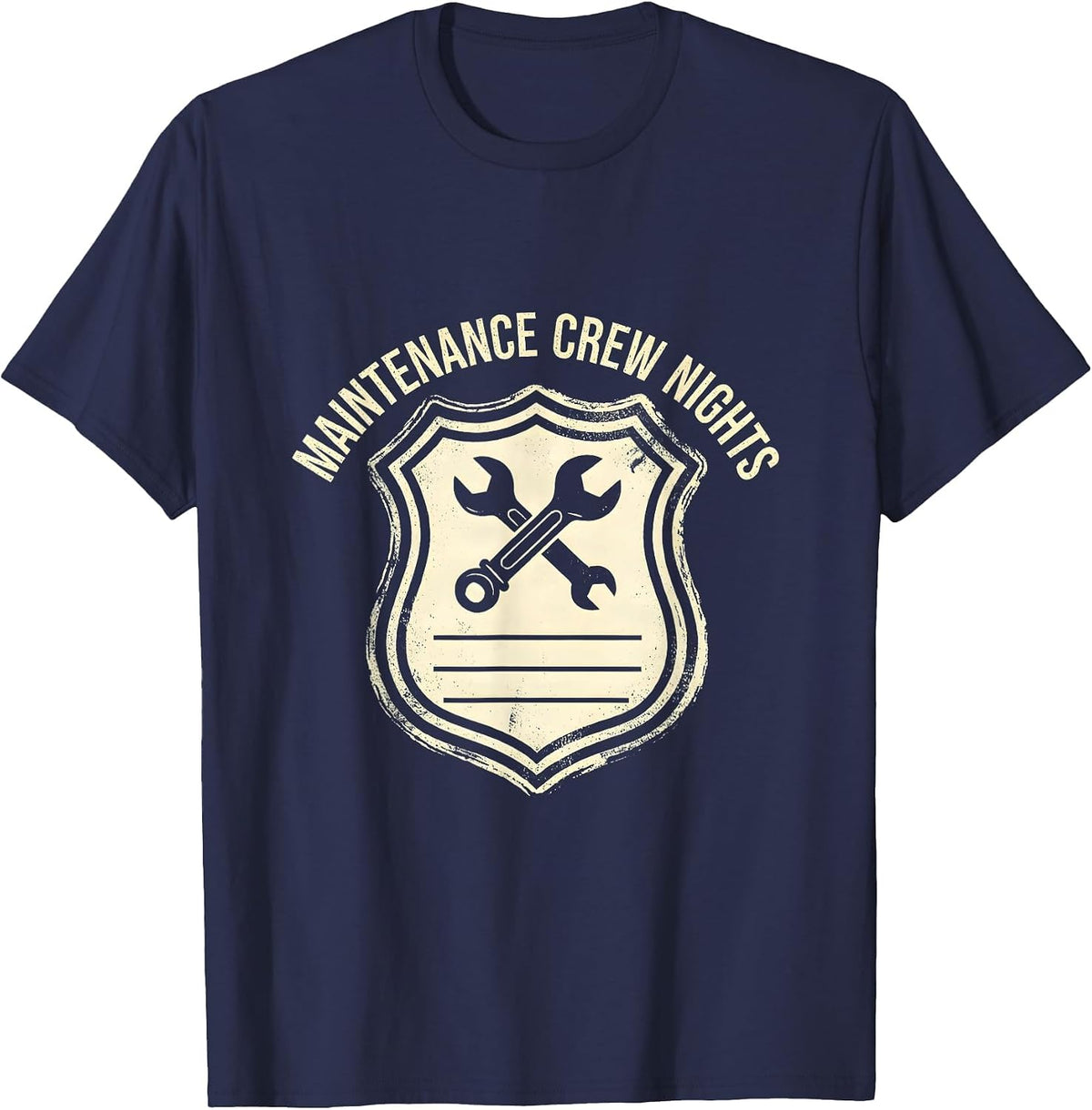 Maintenance Crew Nights Rubber Stamp Maintenance Technician T-Shirt - Navy Blue