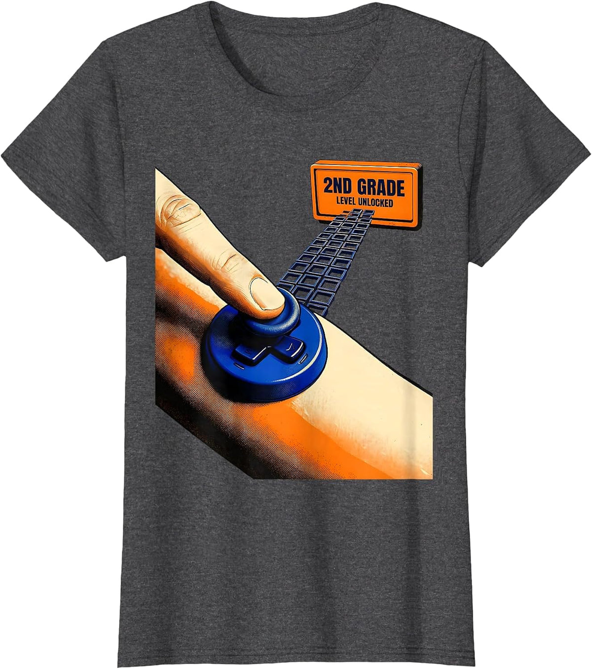 Women's 2nd Grade Level Unlocked Gamer Back To School First Day T-Shirt - Dark Heather Grey