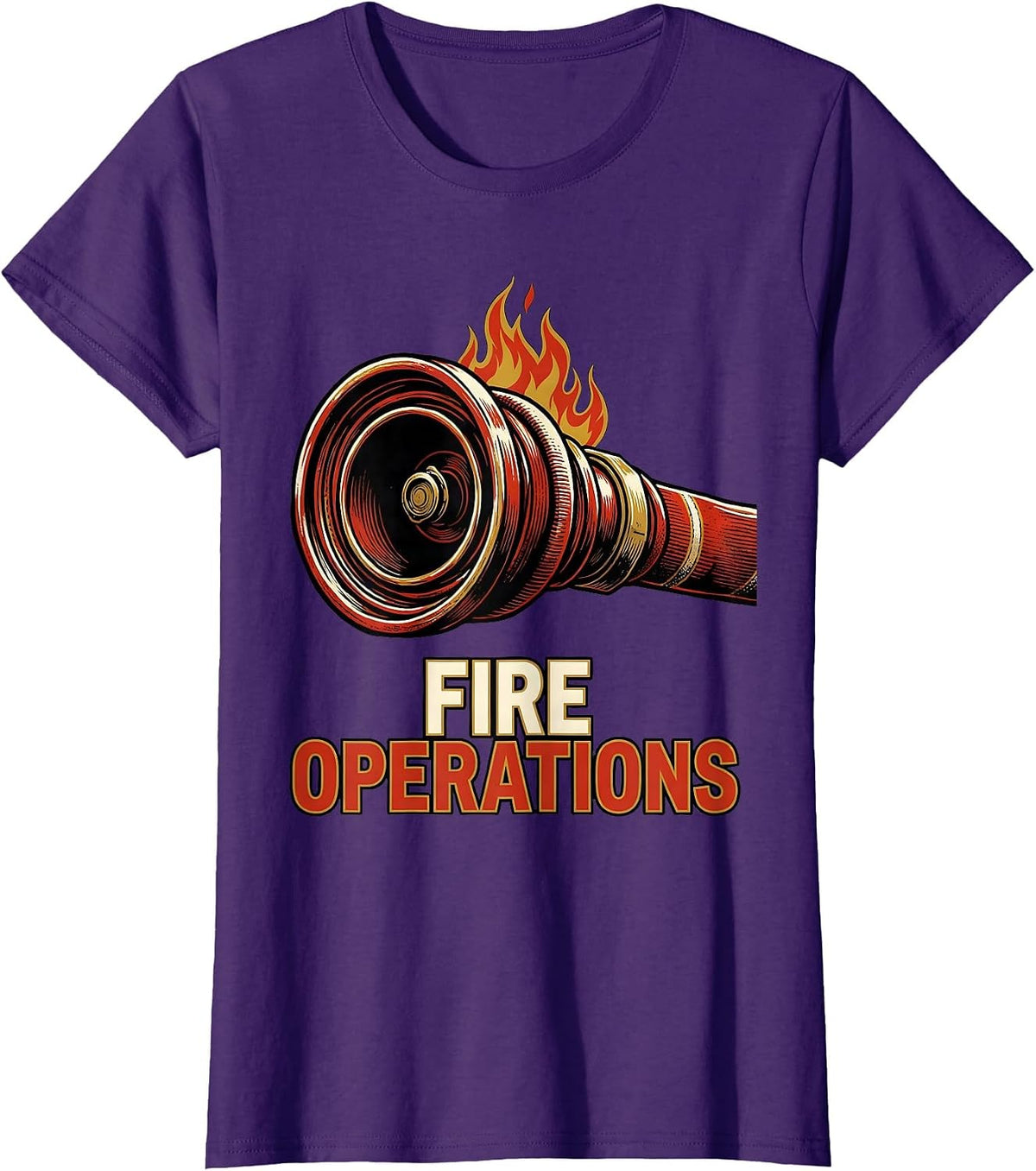 Women's Fire Operations Screenprint Firefighter Humor Occupation T-Shirt - Purple