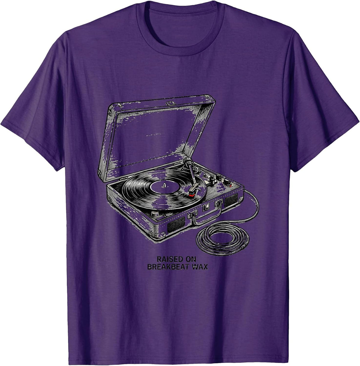 Men's Raised On Breakbeat Wax Vintage 90s Hip-Hop Rap Lyric T-Shirt - Purple