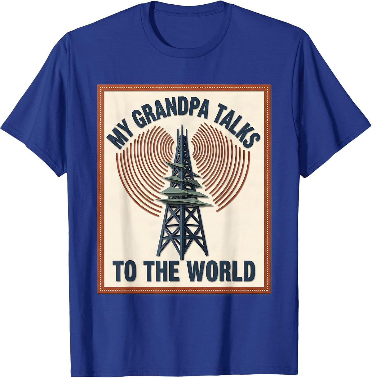 Men's My Grandpa Talks To The World Funny Ham Radio Operator Nerdy T-Shirt - Royal Blue