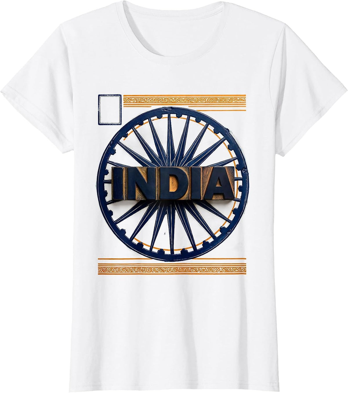 INDIA Wood Type Letterpress Patriotic Independence Day T-Shirt - White