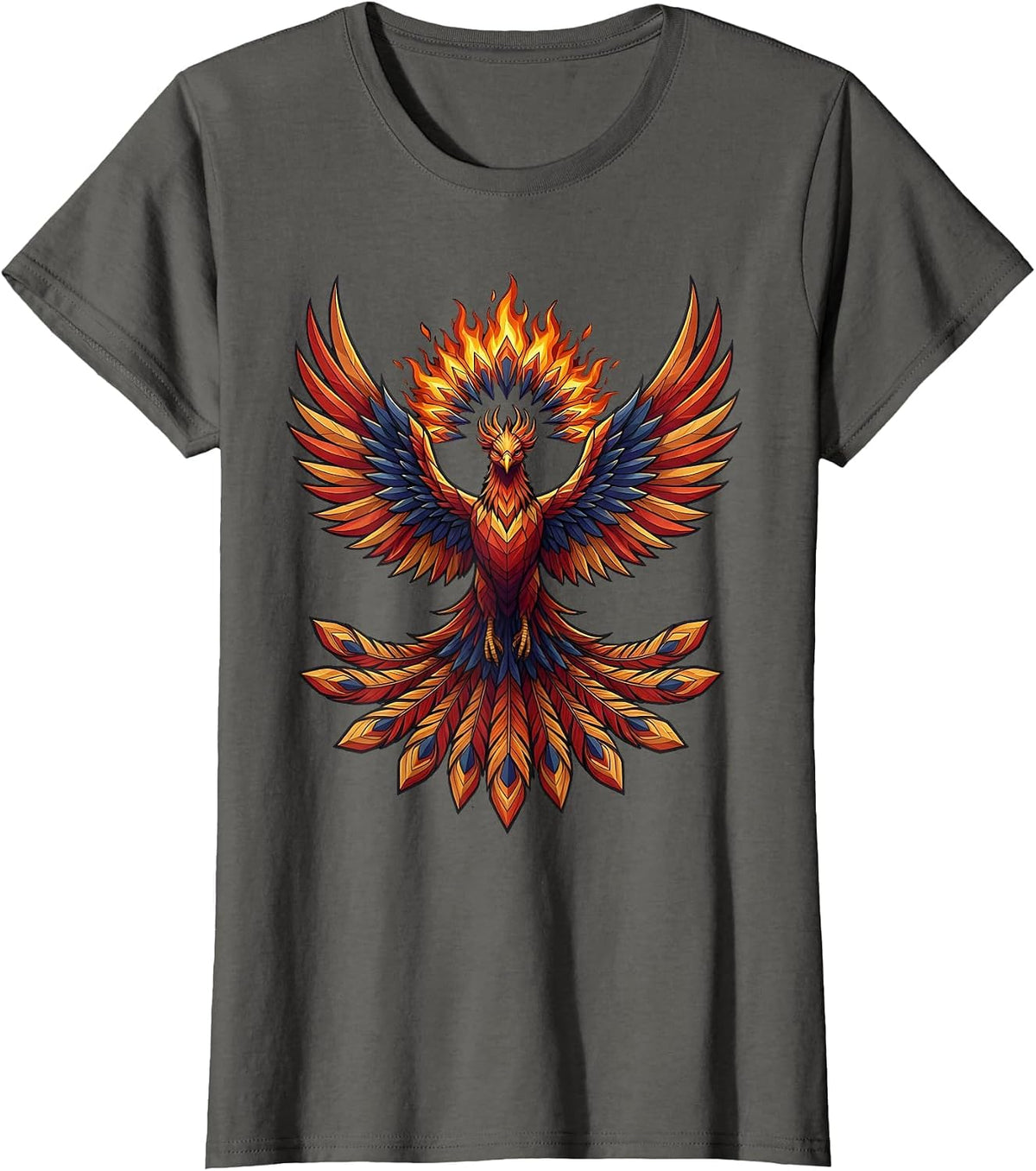 Women's Phoenix Stained Glass Mosaic Graphic T-Shirt - Asphalt Grey