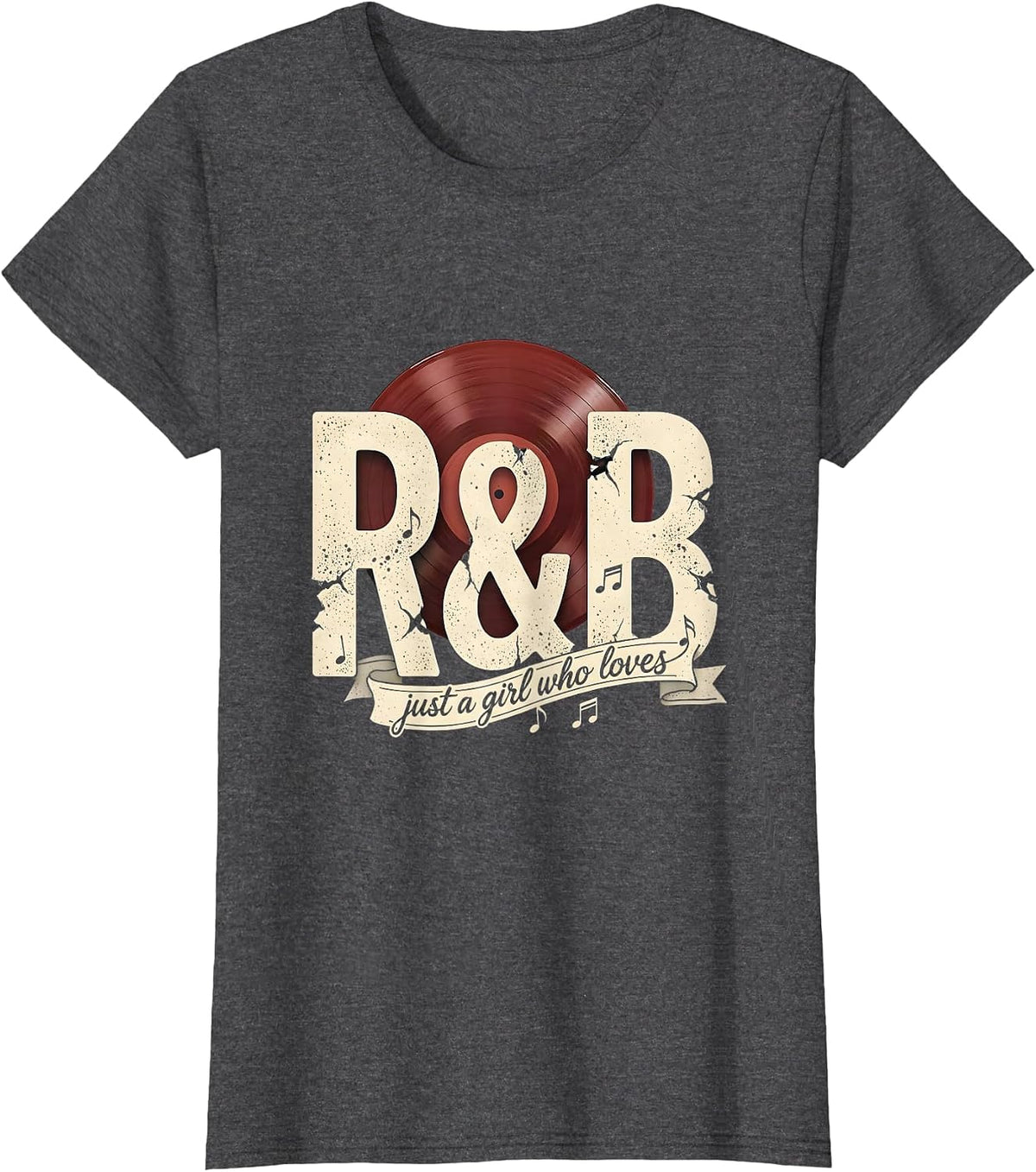 Women's Just A Girl Who Loves R&B Music Lover Affinity T-Shirt - Dark Heather Grey