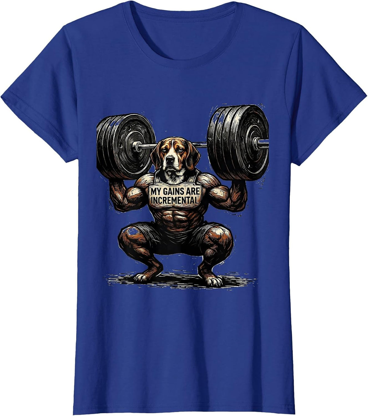 Women's My Gains Are Incremental Funny Gym Weightlifting Workout T-Shirt - Royal Blue