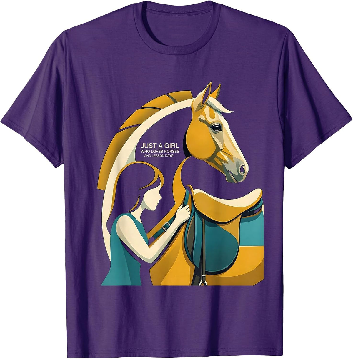 Just A Girl Who Loves Horses And Lesson Days Equestrian T-Shirt - Purple