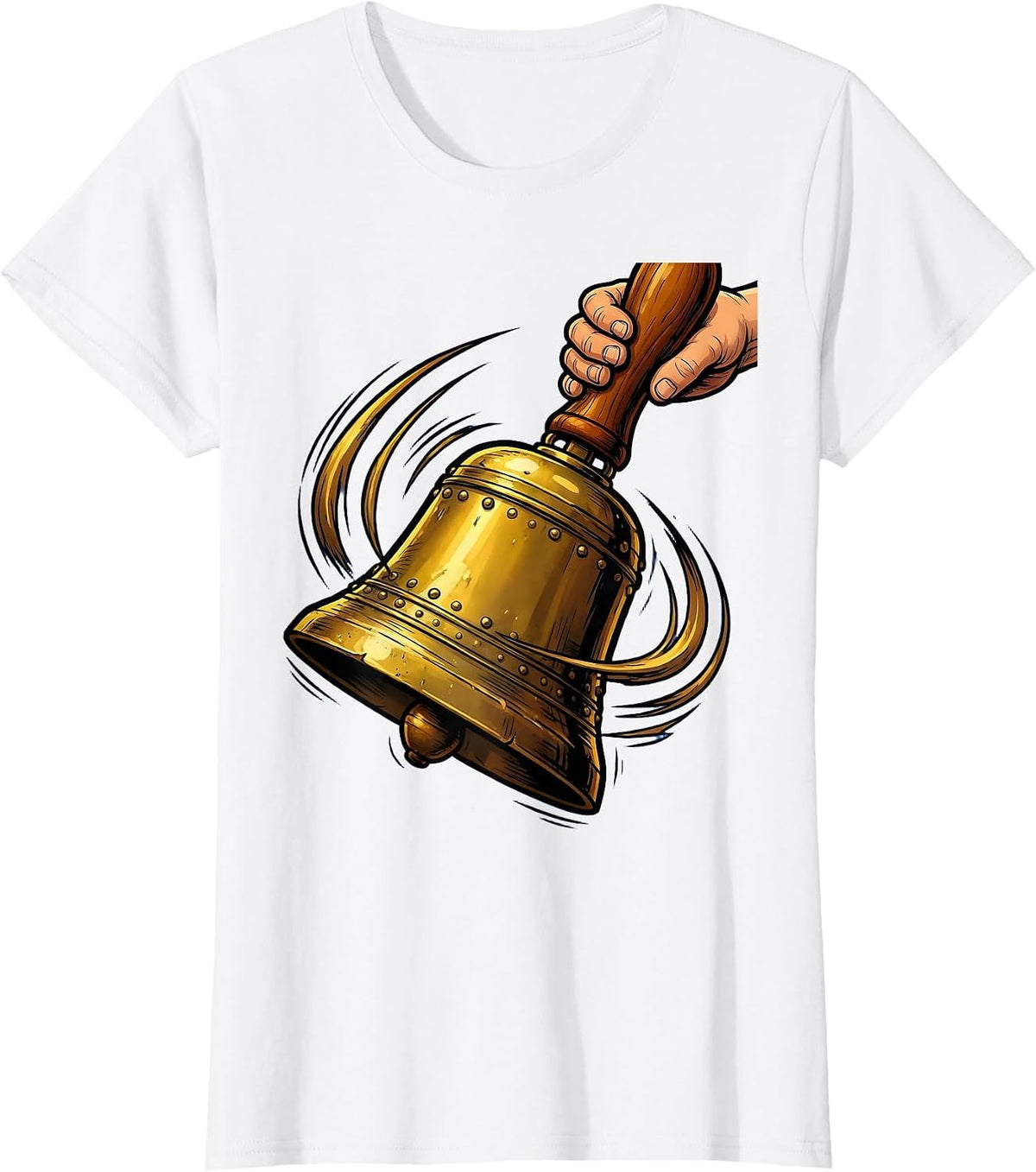 Hand Ringing Brass School Bell Graphic Tee T-Shirt - White