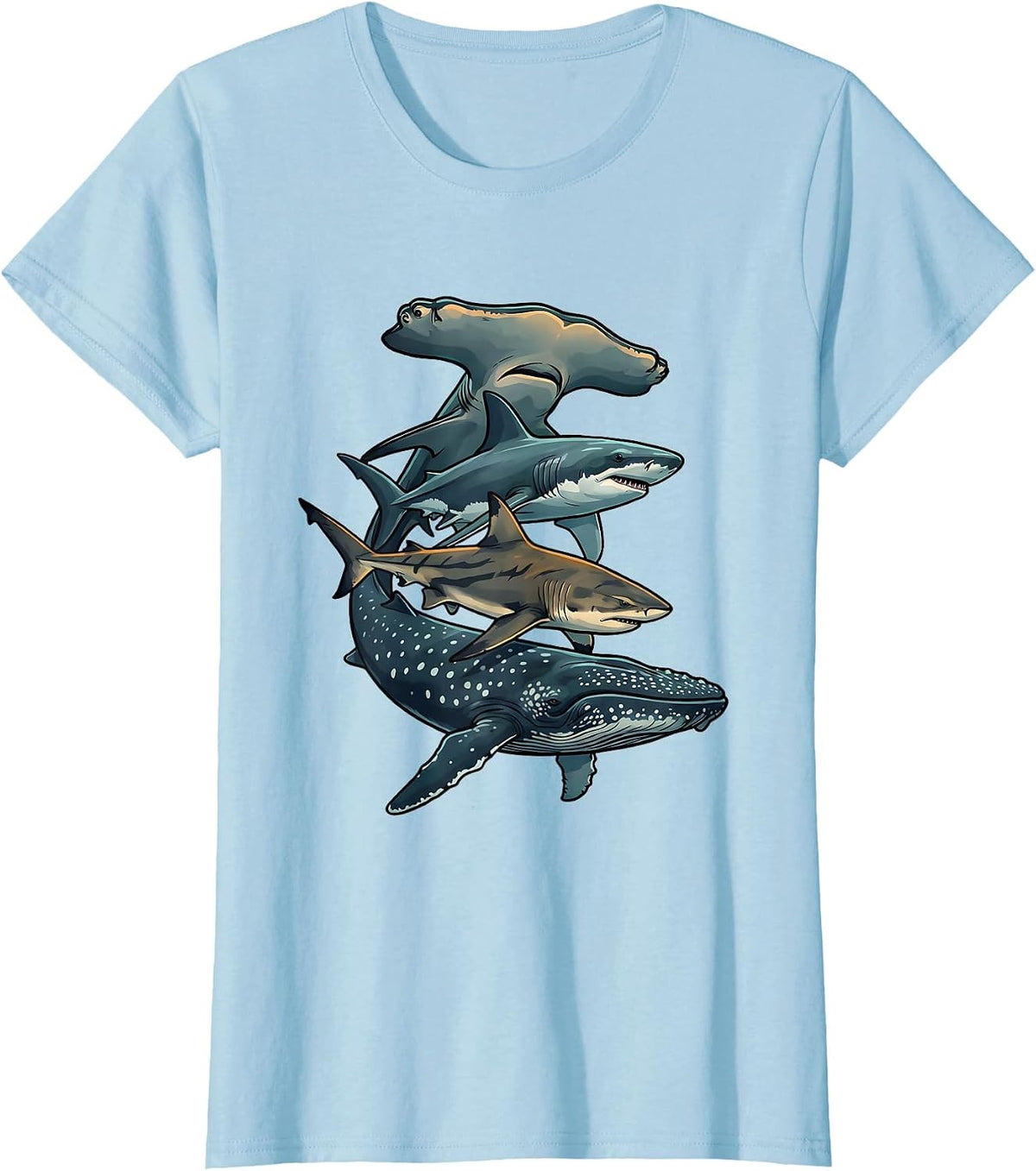 Shark School Ocean Wildlife Humor Novelty Gift T-Shirt - Baby Blue