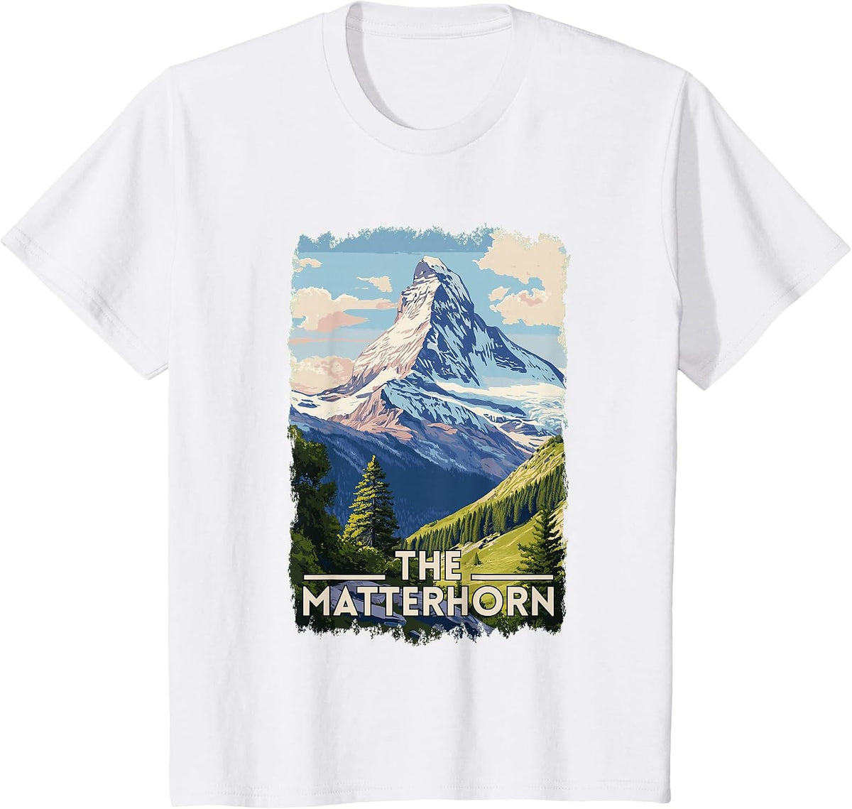 The Matterhorn Switzerland Italy Swiss Alps Retro Skiing T-Shirt - White