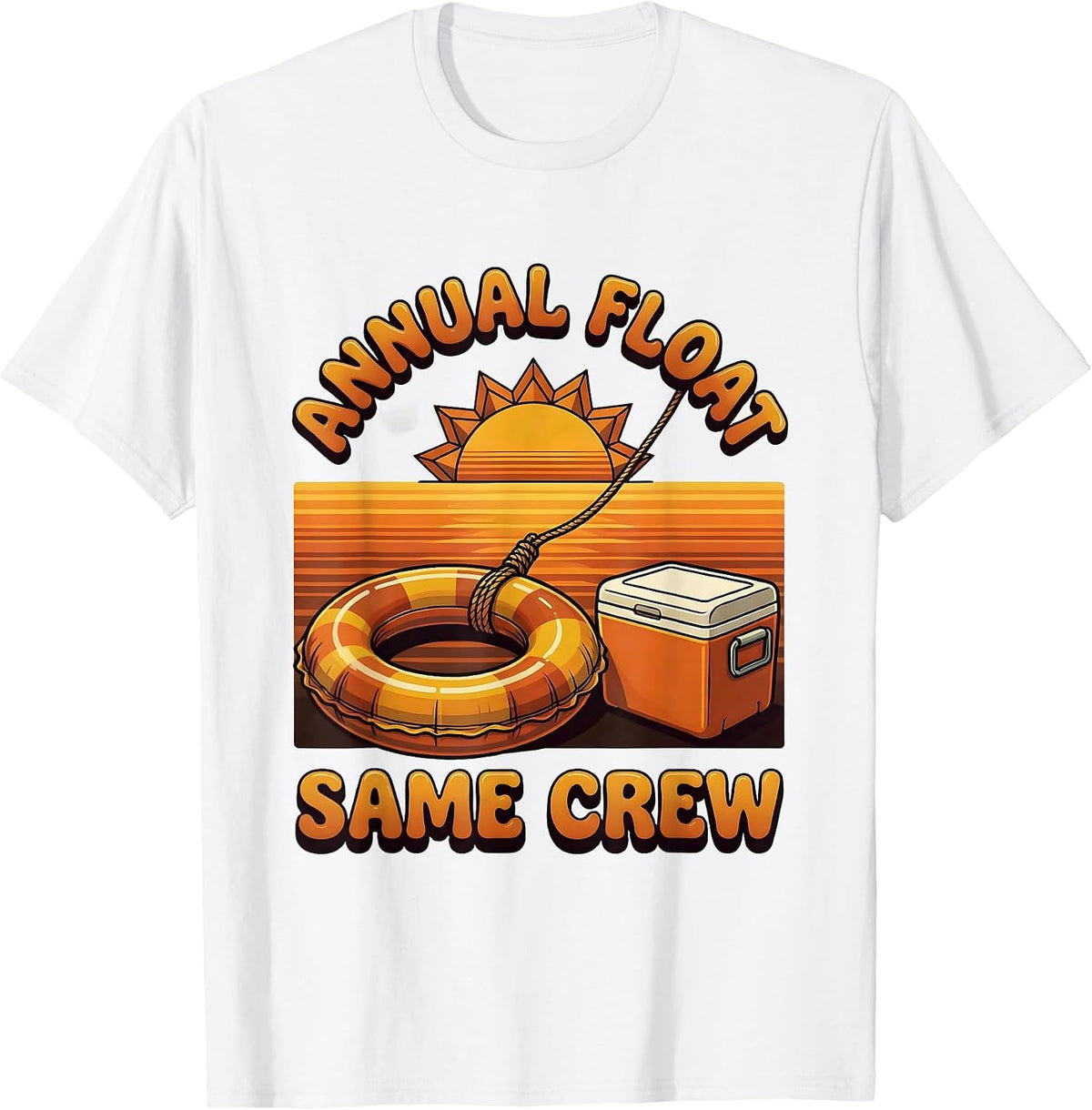 Men's Annual Float Same Crew Retro 70s River Tubing Trip T-Shirt - White