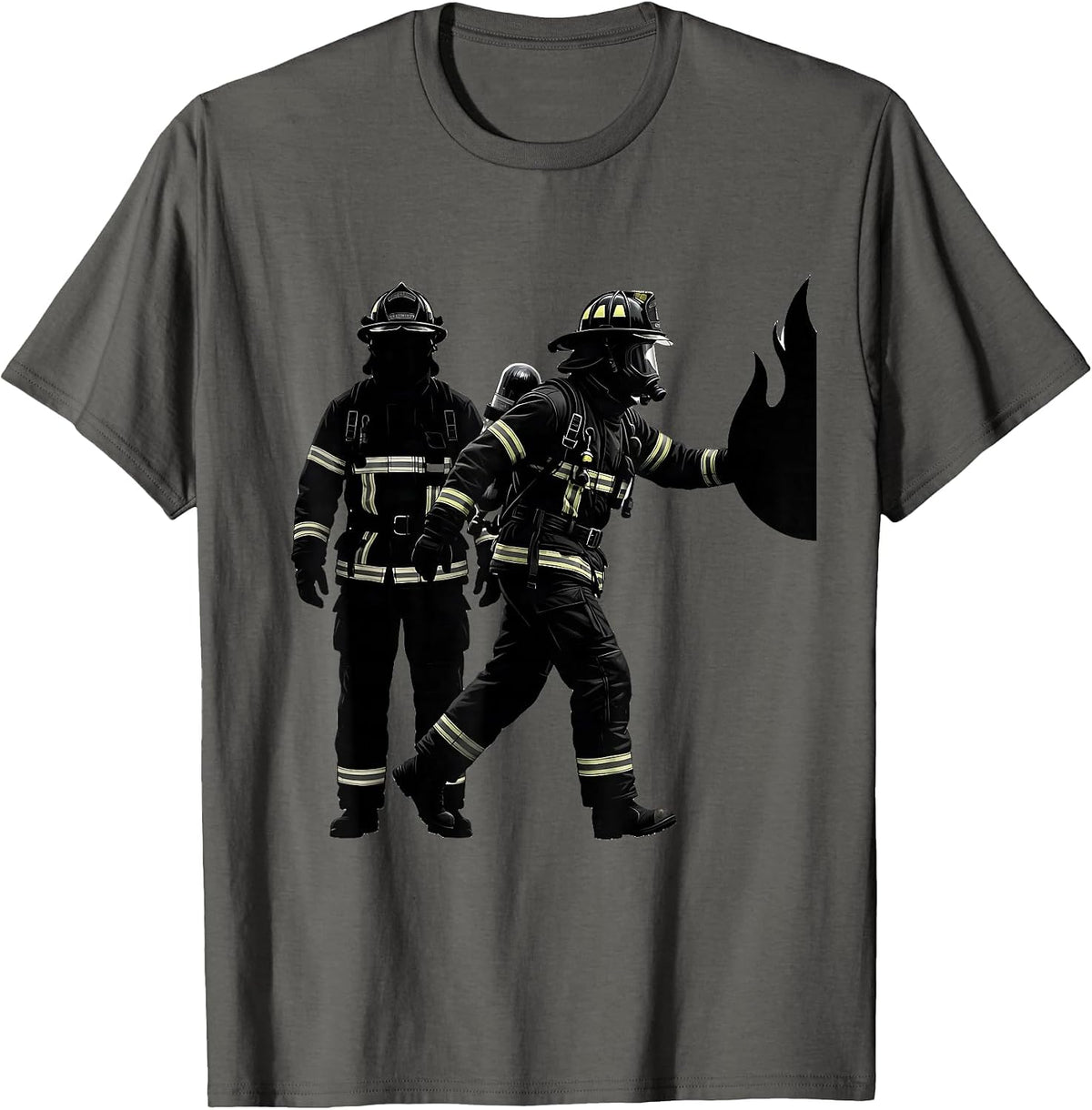 Men's Firefighter Silhouette Tribute Humor Gift For Family T-Shirt - Asphalt Grey