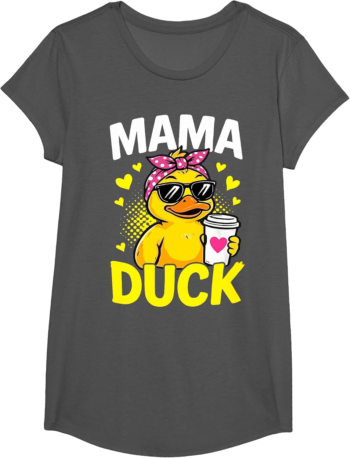 Mama Duck Funny Cute Mom T-Shirt - Girls Asphalt Grey