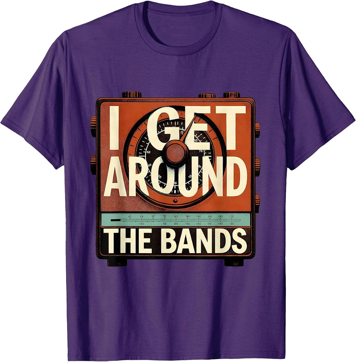 Men's I Get Around The Bands Funny Ham Radio Operator Hobby Humor T-Shirt - Purple