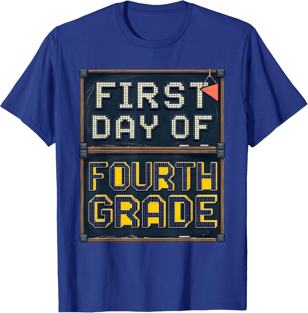First Day Of Fourth Grade Retro Groovy Back To School Pixel T-Shirt - Royal Blue