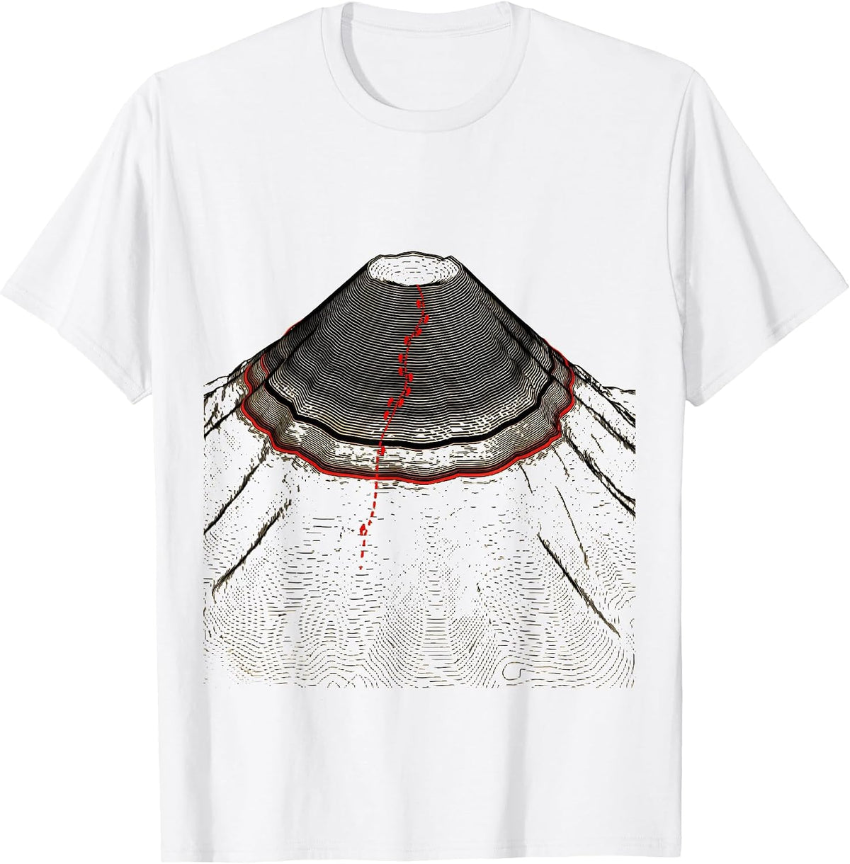Men's Topographic Peak Contour Map Geography Fun T-Shirt - White