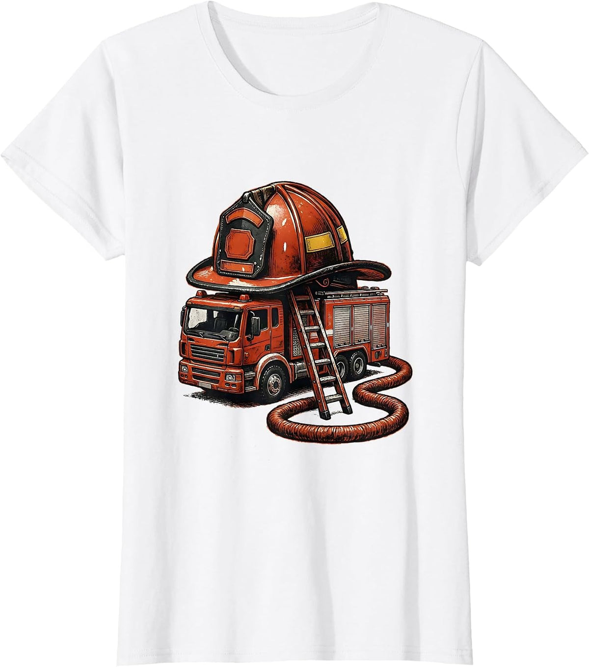 Women's Child Firefighter Helmet Fire Truck Toddler Boy T-Shirt - White