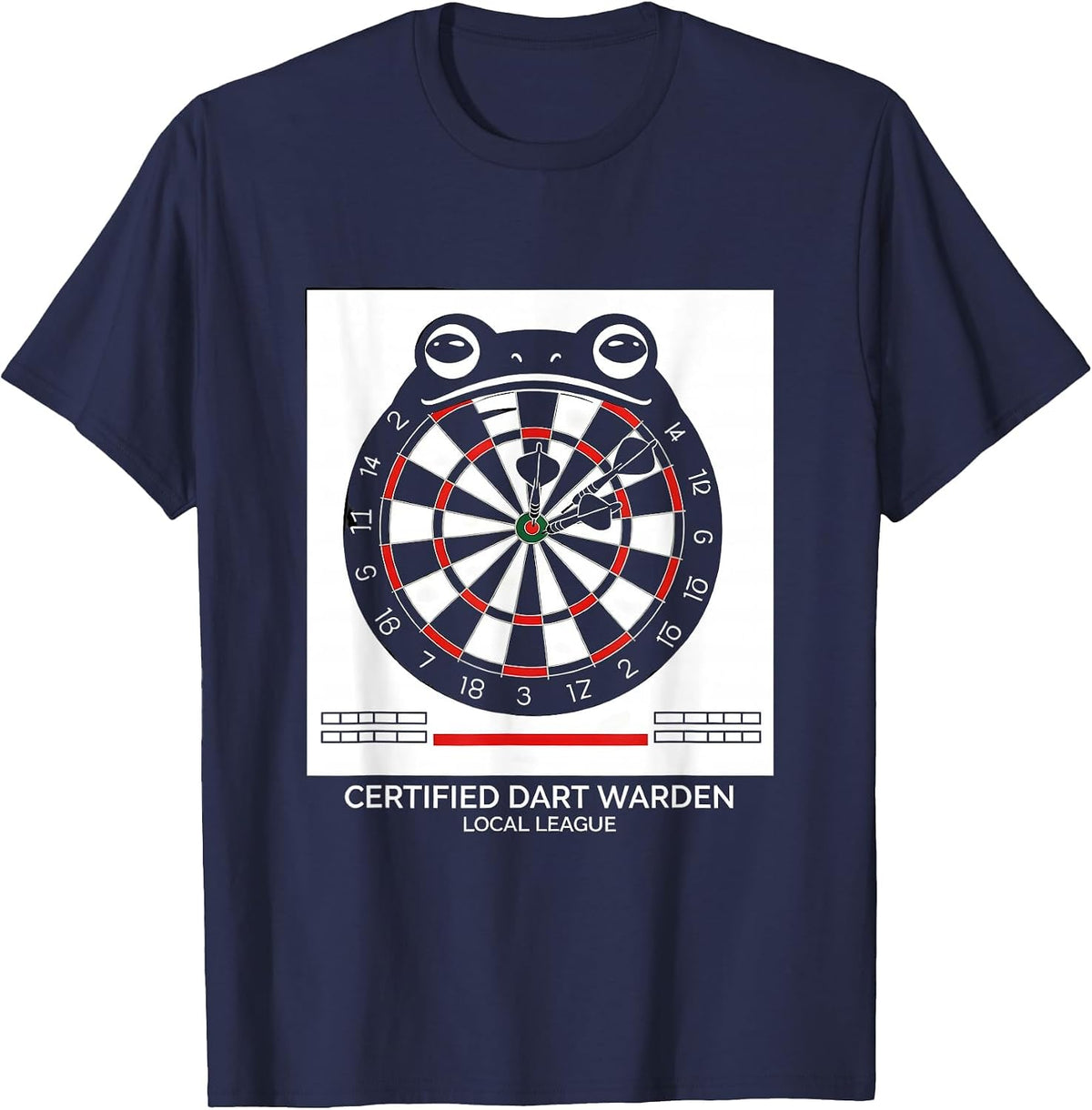 Men's Certified Dart Warden Local League Funny Grumpy Frog T-Shirt - Navy Blue
