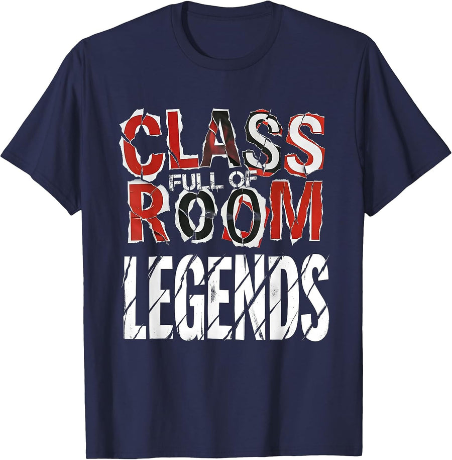 5th Grade Teacher Classroom Full of Legends Design T-Shirt - Navy Blue