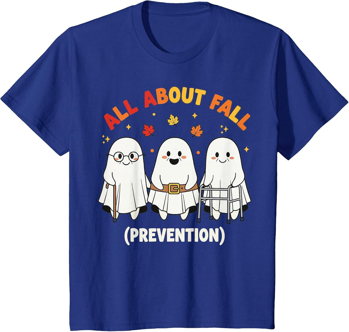 Fall Prevention Funny Ghost Autumn Halloween Joke T-Shirt - Royal Blue