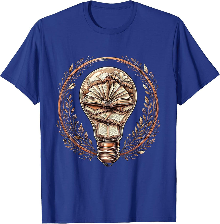 Fifth Grade Teacher Lightbulb Books Illustration T-Shirt - Royal Blue