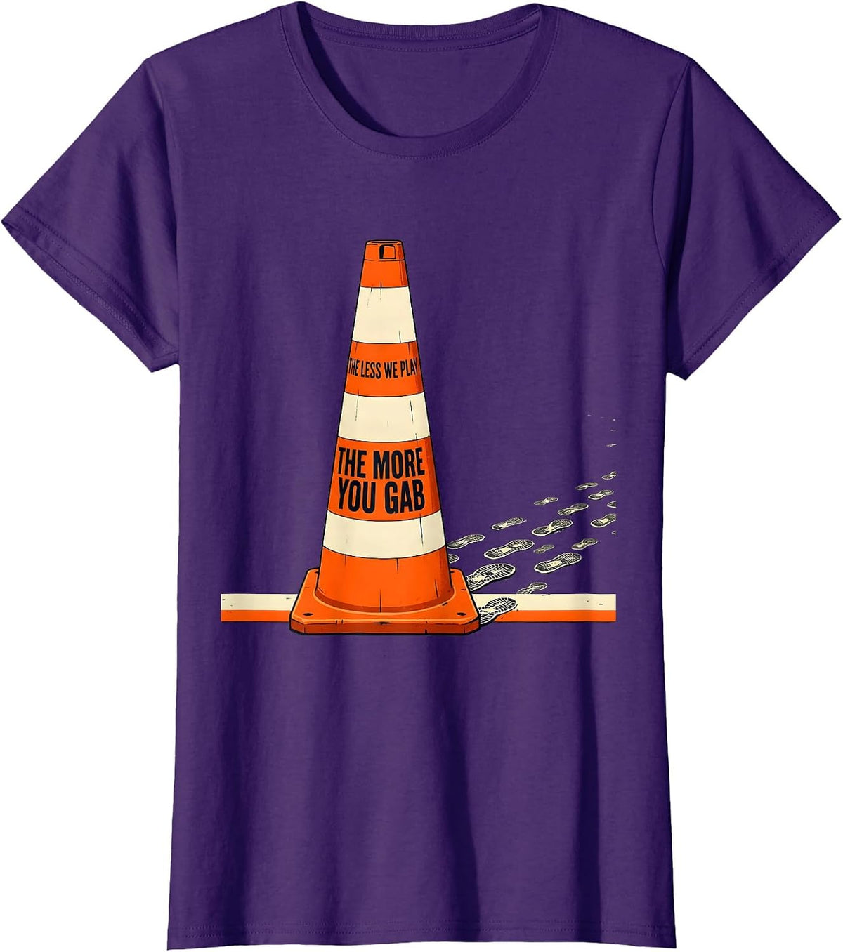 Women's The More You Gab, The Less We Play Funny PE Teacher Back T-Shirt - Purple