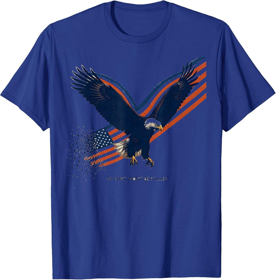 My Spirit Won't Be Stilled Patriotic Eagle USA Flag 4th T-Shirt - Royal Blue