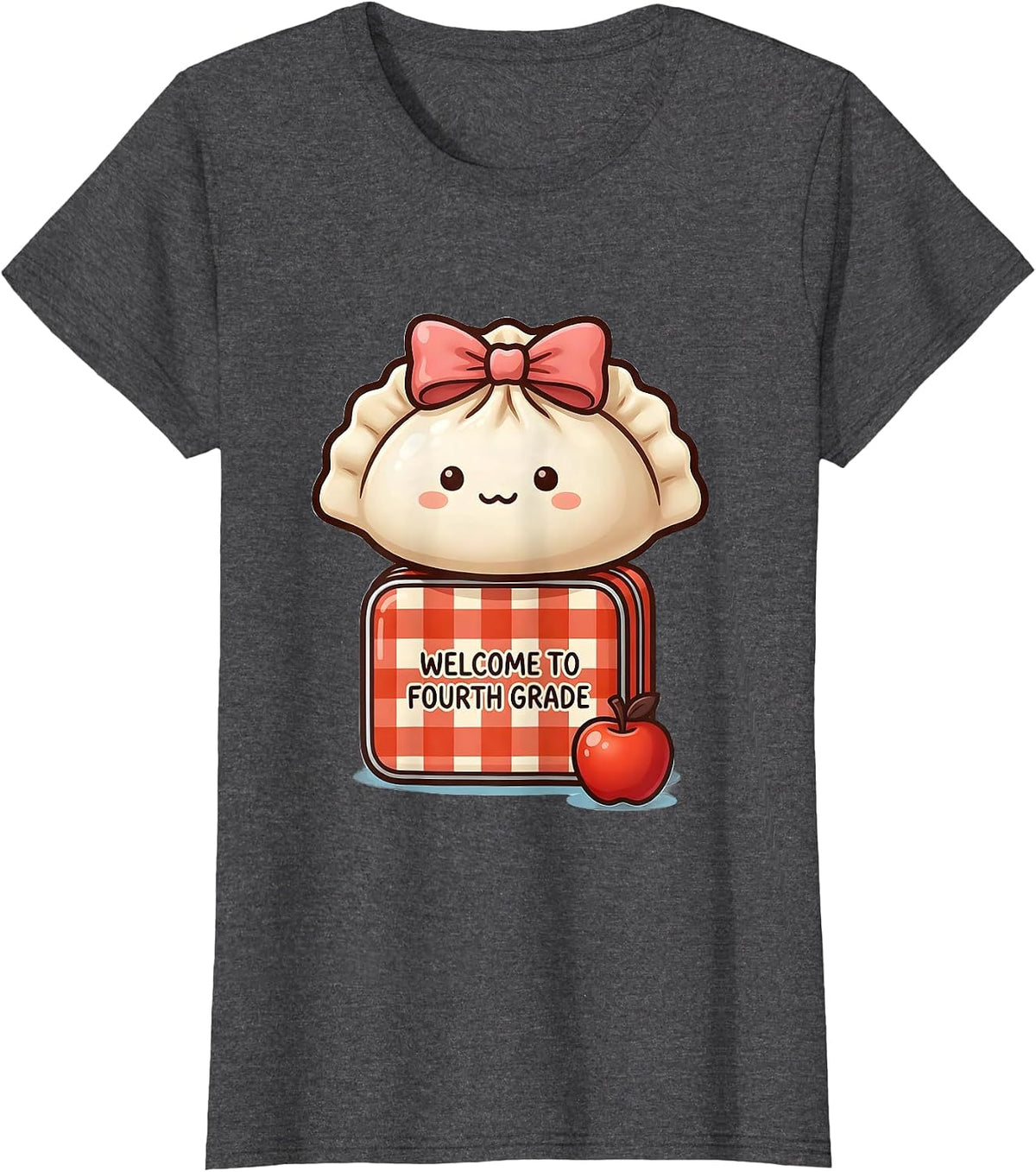 Women's Welcome to Fourth Grade Cute Dumpling Girl First Day T-Shirt - Dark Heather Grey