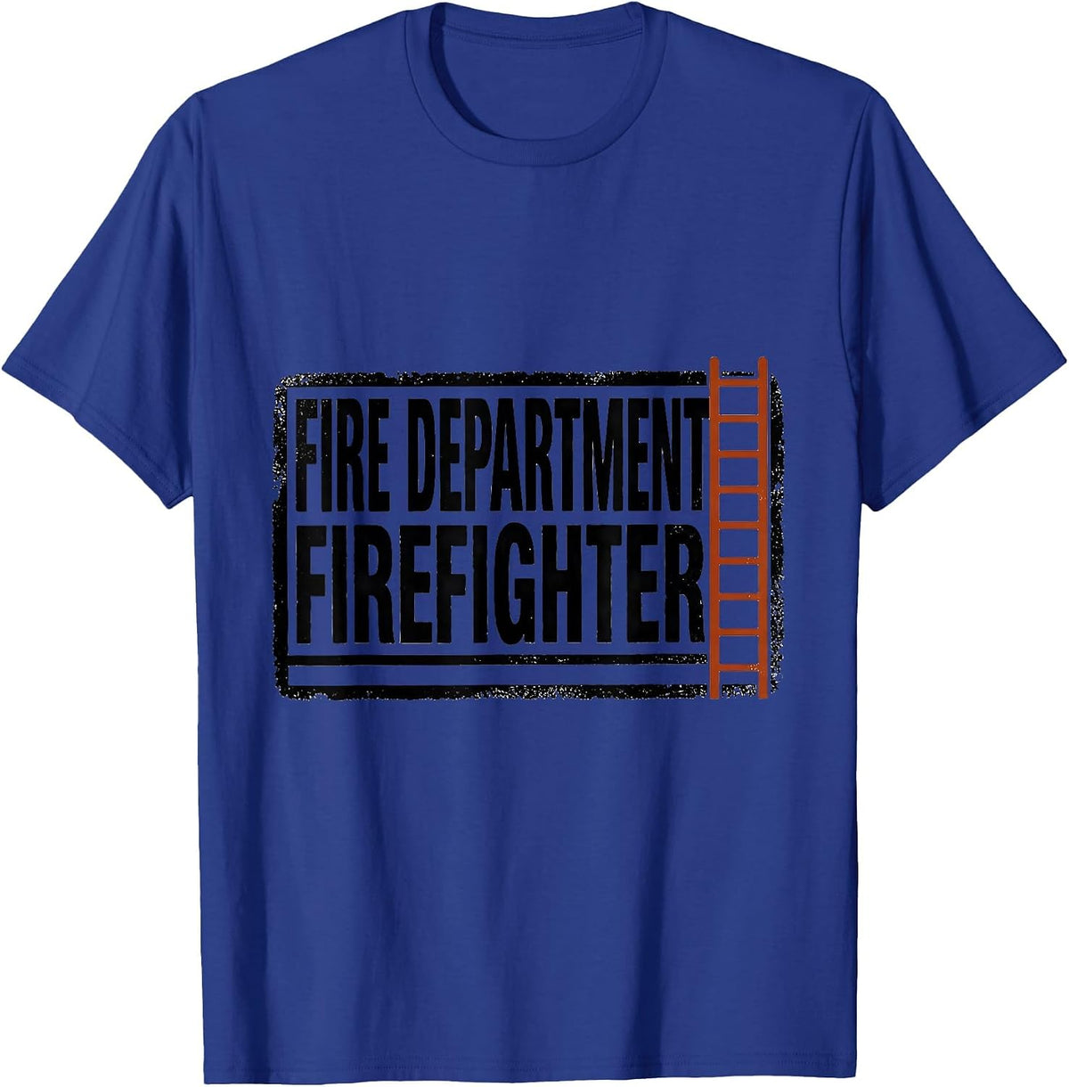 Men's FIRE DEPARTMENT FIREFIGHTER Rubber Stamp Firefighter Family T-Shirt - Royal Blue