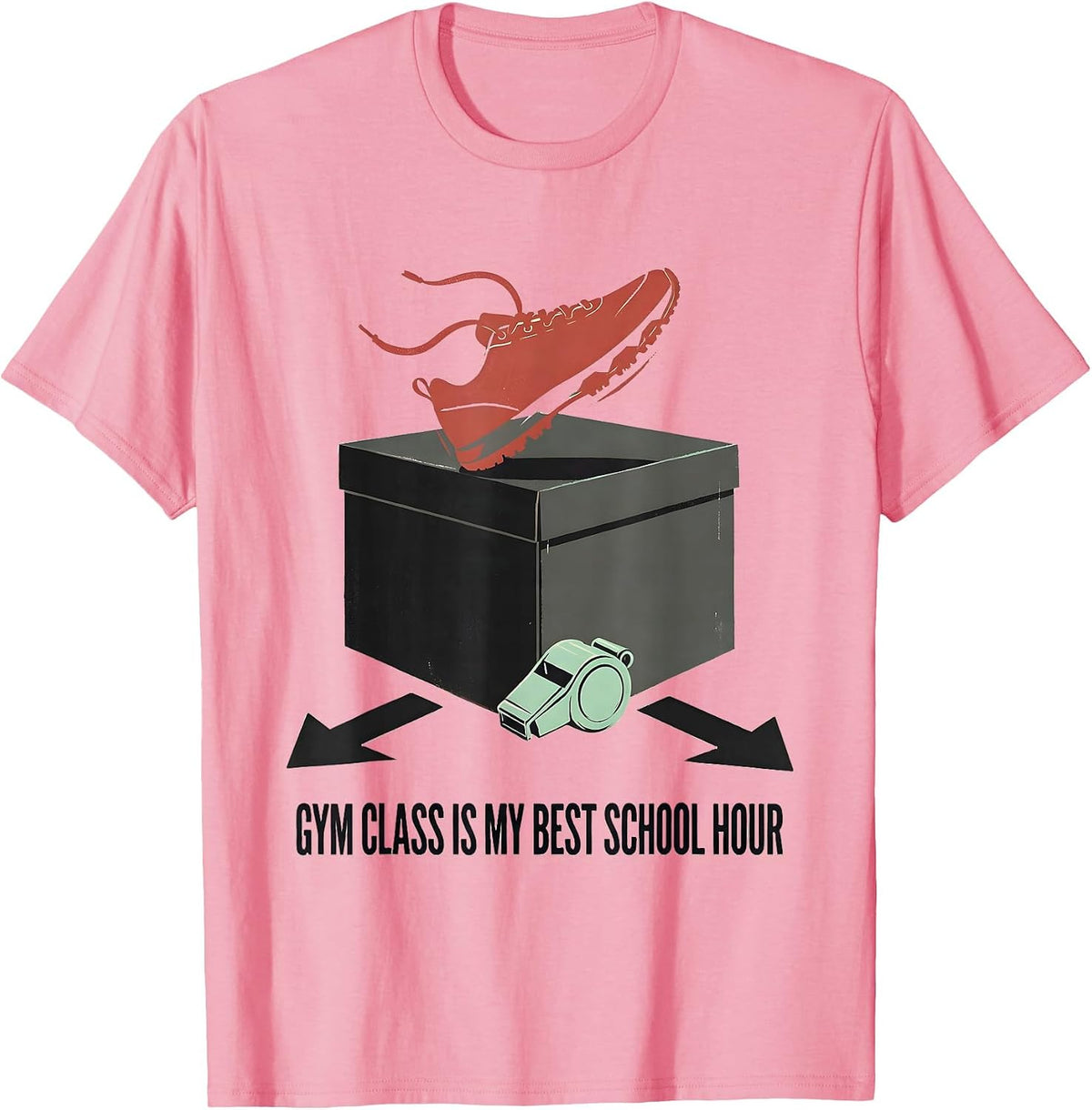 Men's Gym Class Is My Best School Hour Funny PE Teacher Back T-Shirt - Pink